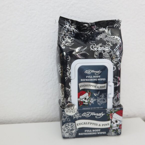 (#107) ED HARDY Eucalyptus & Pine Cleansing Full Body Refreshing 60 Wipes - Picture 3 of 4